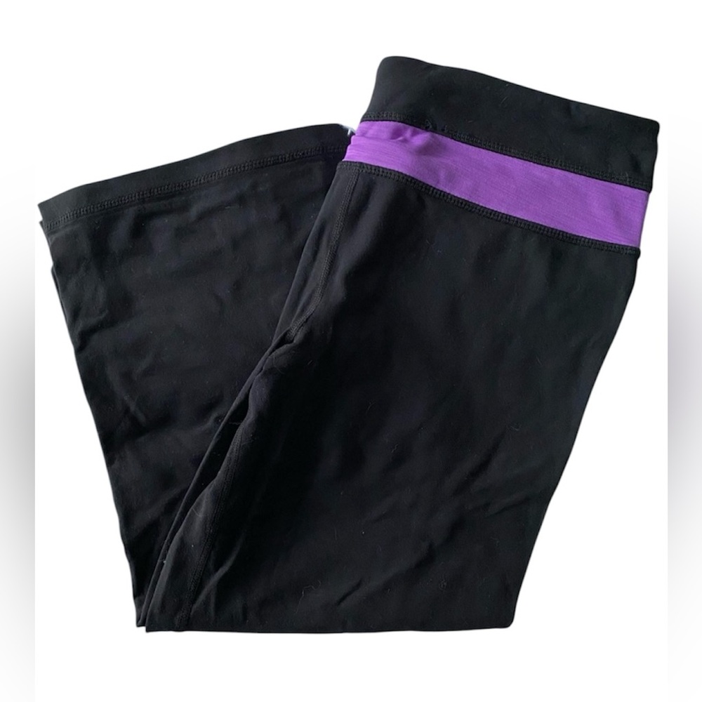 Black Athletic Capris, Purple Band